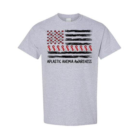 Inktastic Aplastic Anemia Awareness Red and White Ribbons and Flag T-Shirt