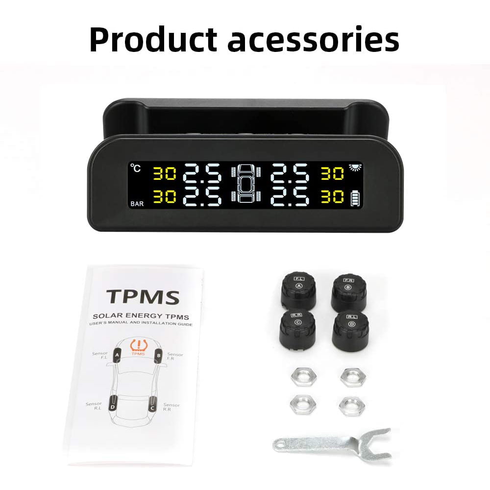 Real Time Pressure & Temperature Alerts Ensure Safe Driving Mrcartool Universal TPMS Wireless Tire Pressure Monitoring System with 4 External Sensor,6 Alarm Modes 