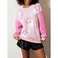 thumbnail image 2 of Christmas Sweatshirt with Sequin Long Sleeve for Women Santa Print Sparkle Pullover Tops Streetwear, 2 of 6