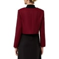 thumbnail image 3 of INSPIRE CHIC Women's Tweed Short Jacket Crewneck Button Down Long Sleeve Work Office Cropped Blazer M Red, 3 of 5