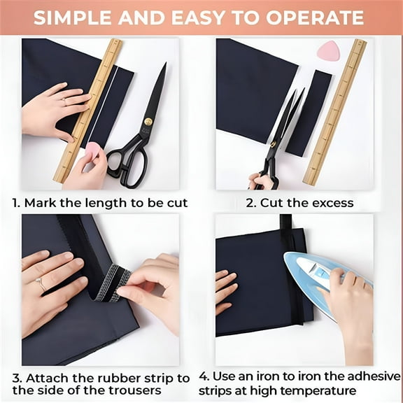 AUQ Pants Edge Shorten Self-Adhesive Tape 2.2 Yard Hem Tape For Pants No Sew Hemming Tape,Black/2m