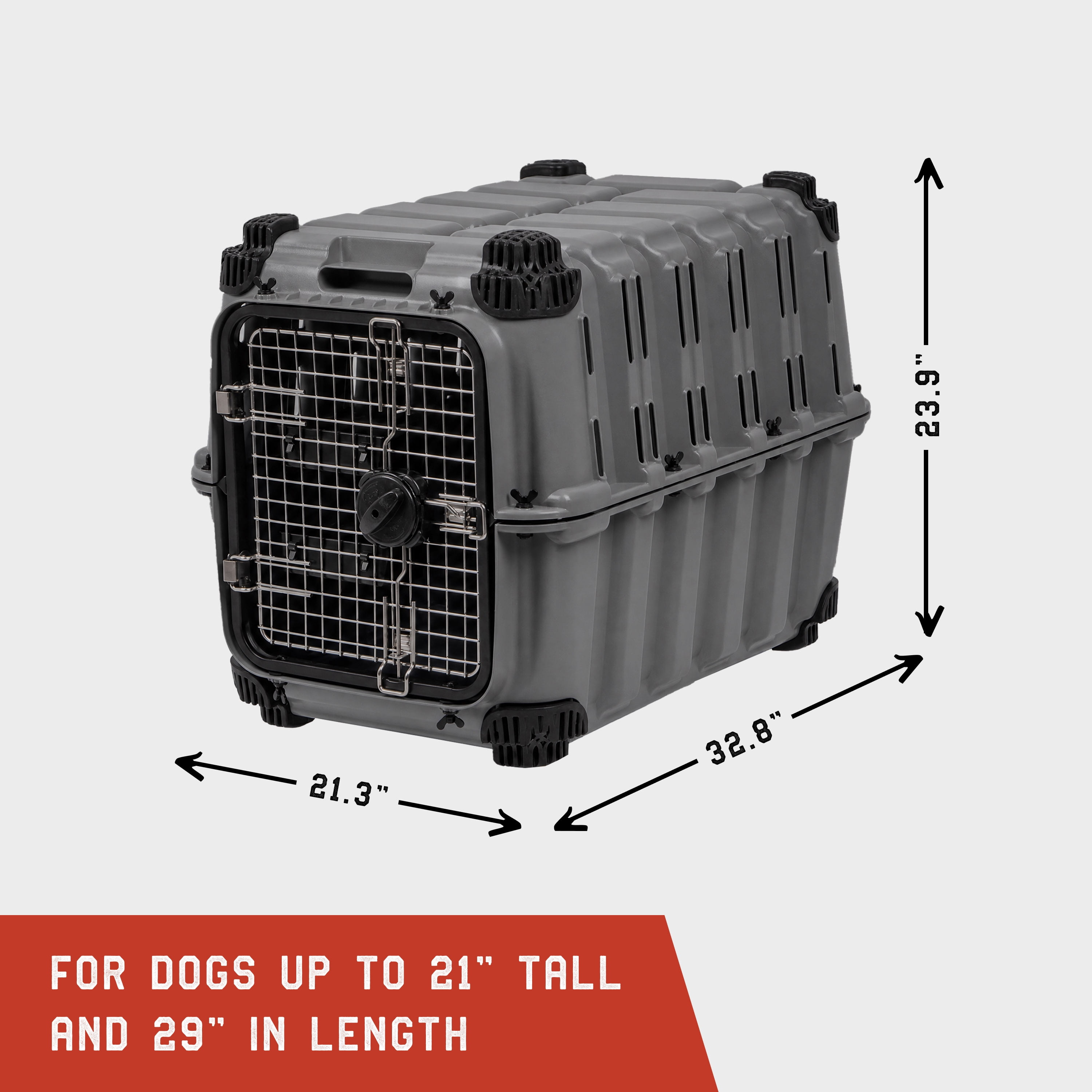 Mammoth Guardian Strong and Durable 32-inch Plastic Dog Kennel, Gray