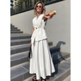 thumbnail image 6 of Women'S Sleeveless Mid Length Top and White A-Line Skirt 2 Piece Casual Matching Outfits S, 6 of 9