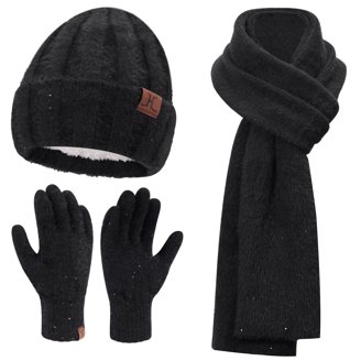 NWT / NIB Juicy Couture black knit hat & scarf boxed set JUICY COUTURE BLING HEARTS ? SCARF & POM POM BEANIE HAT  main image 3