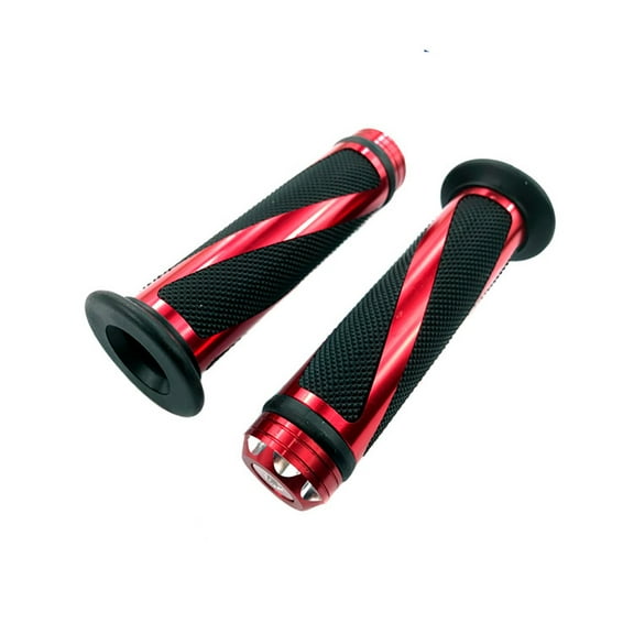 MYK Universal Aluminum and Soft Rubber Grip Set (7/8 22mm Handlebar) for Motorcycles and Motorsports – RED