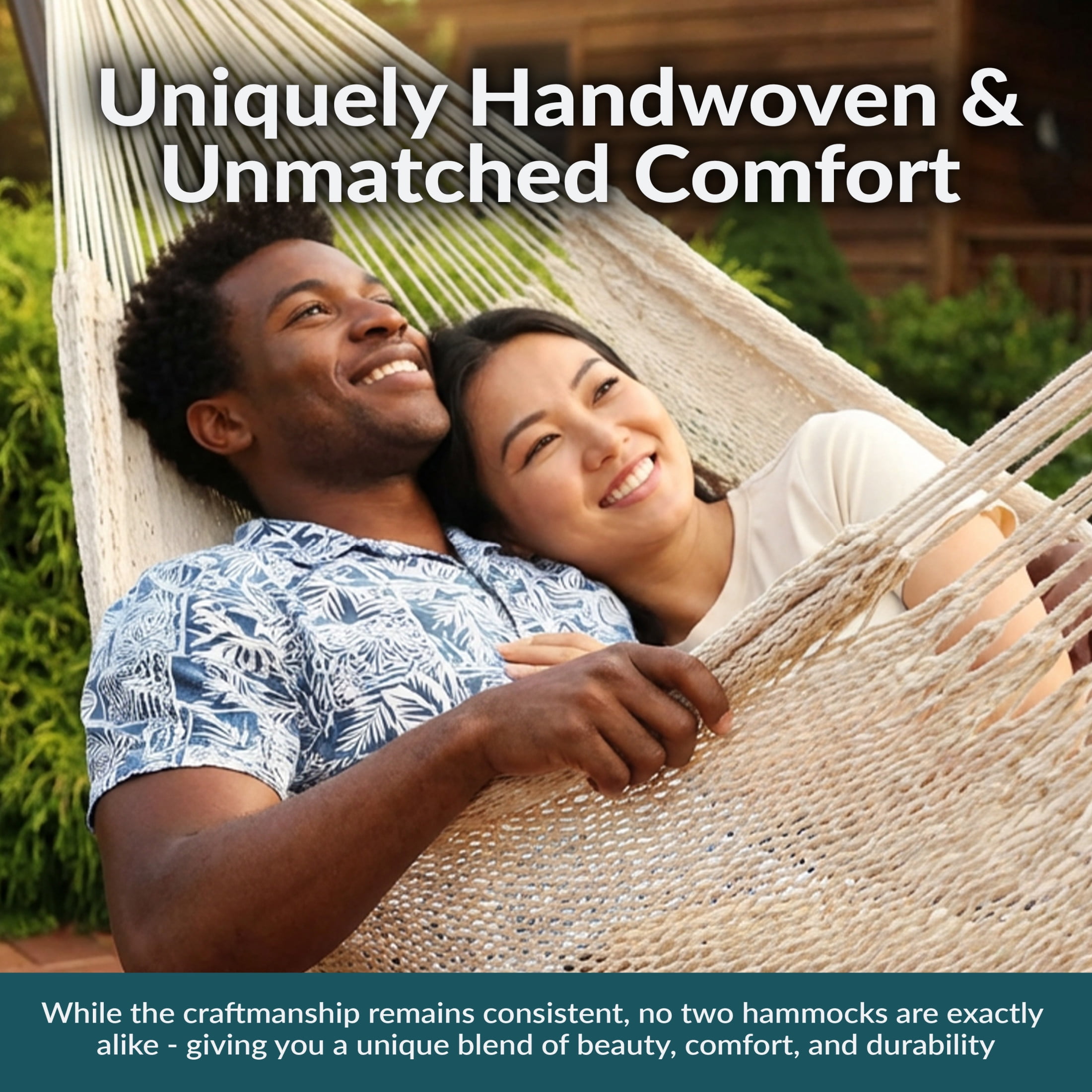 Sunnydaze 2-Person Cotton and Nylon Mayan Family Hammock, 625 lb Capacity - Natural