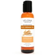 Rice Bran Oil by Velona - 2 oz | 100% Pure and Natural Carrier Oil | Unrefined, Cold Pressed | Cooking, Face, Hair, Body & Skin Care | Use Today - Enjoy Results