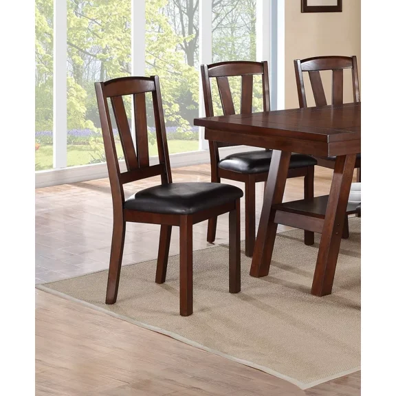 Modern Wooden Side Chairs Set of 4 Chairs Cushion Seats V Shaped Back Frame Walnut Finish Dining Room Furniture