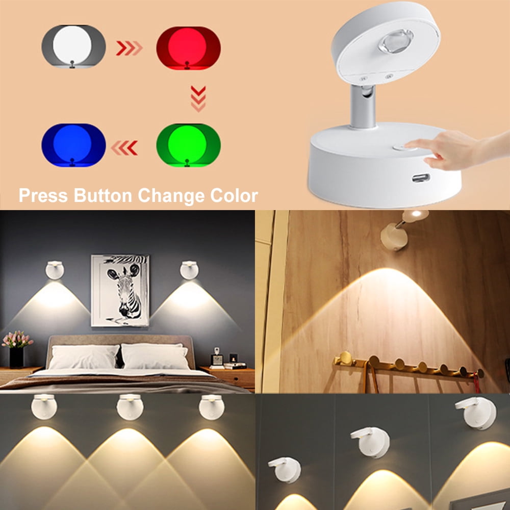 Wireless RGB Remote Control Spotlight Rechargeable Accent Lights LED Puck Light Dimmable Timer Uplight with Magnet Stick-on Anywhere for Lighting Up Painting Picture Artwork Closet Showcase,4Pack