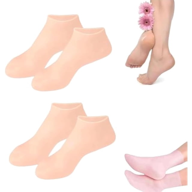 Moisturizing Foot Mask Exfoliating Silicone Socks Beach Protective Socks, Silicone Socks for Dry Cracked Feet (Skin*2)