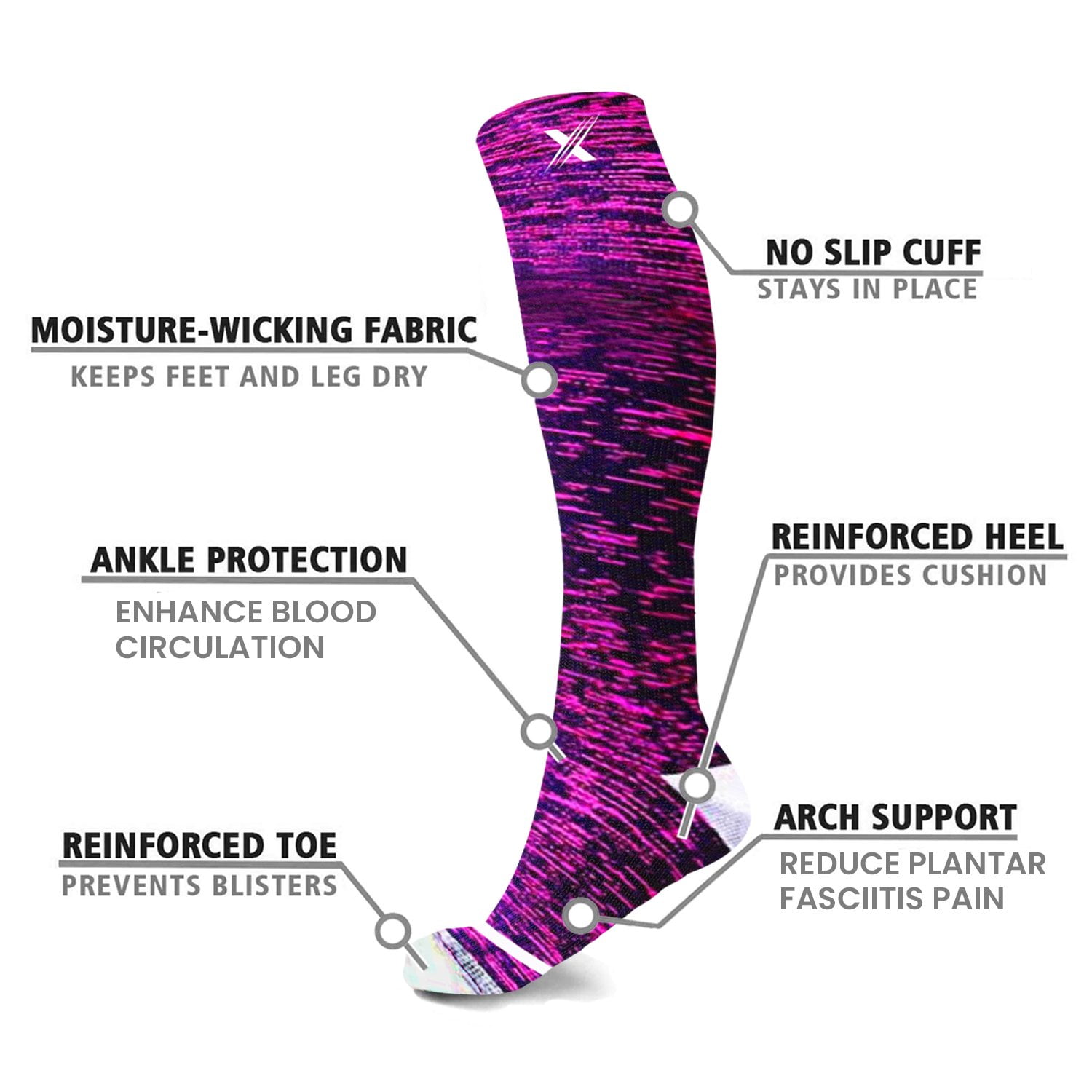 Compression Performance Socks Improved Circulation & Support for Men and Women, 3 Pack