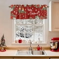 thumbnail image 2 of Christmas Bird Valances for Windows, 54 x 18in, Poinsettia Floral Holly Fruit Xmas Ball Red Rod Pocket Kitchen Valance Curtain Light Filtering Window Treatments for Living Room Bedroom, 1 Panel, 2 of 7