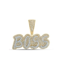 10kt Yellow Gold Mens Round Diamond BOSS Charm Pendant 3/4 Cttw
