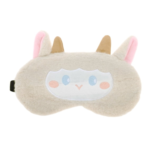 Unique Bargains 1 Pc Portable Sheep Adjustable Eye Mask for Travel Beige Fleece
