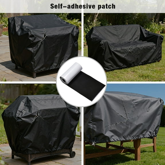 OPTUTUS Black Self-Adhesive Nylon Repair Tape 3"×79", Waterproof Fabric Patch for Outdoor Furniture Covers, Tent, Jacket, Backpack – Strong Adhesive Repair Kit