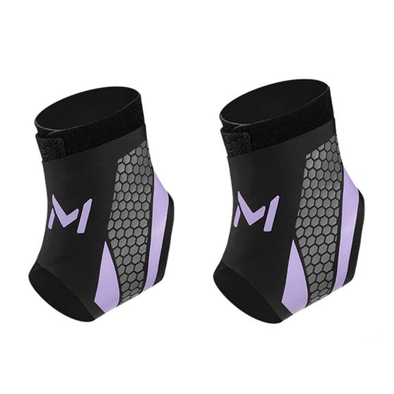 2 PCS Ankle Compression Sleeve with Adjustable Wrap, Breathable Ankle Support for Sports Training and Daily Activity (Purple),Regular,Purple
