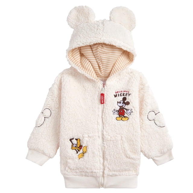 Sudadera con capucha Disney Mickey Mouse Pluto para niños pequeños Sherpa 4T blanca