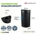 thumbnail image 5 of Alpine Half Round Trash Can Open Top - Modern Black Metal 12 Gallon Trash Can, Space Saving Indoor Commercial Trash Can, Perfect for Bathroom, Office, Lobby and Business., 5 of 9