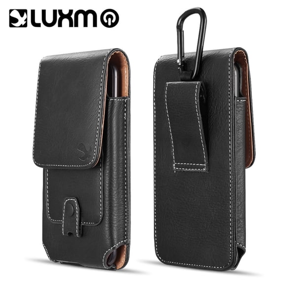 MUNDAZE FOR IPHONE 11 XR/GALAXY S8 9 10 VERTICAL UNIVERSAL LEATHER POUCH-BLACK