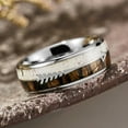 thumbnail image 2 of King Will 8mm Silver Tungsten Wedding Ring with Real Antler Zebra Wood Two Arrows Inlay Dome Hunting Ring Wedding Band Engagement Ring Size 10, 2 of 7