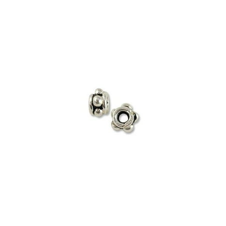 Bali Style Vermeil Beads - Bead - Bali Style Flower 4x3mm Sterling Silver (2-Pcs)