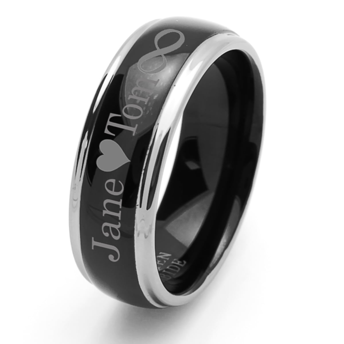 Personalized Inside Engraving 8MM Tungsten Wedding Band Ring Flat Top Classy Ring 