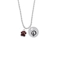 thumbnail image 2 of Delight Jewelry Silvertone Small Maroon Paw Silvertone Script Initial Disc - D - Charm Necklace, 20"+3", 2 of 4