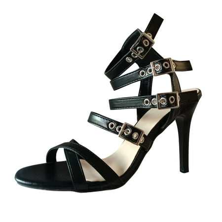 

nsendm 3 Inch High Heels for Women Fashion Sandals Breathable Super Feet Arch Support for Women Shoes with High Heels Black 8.5