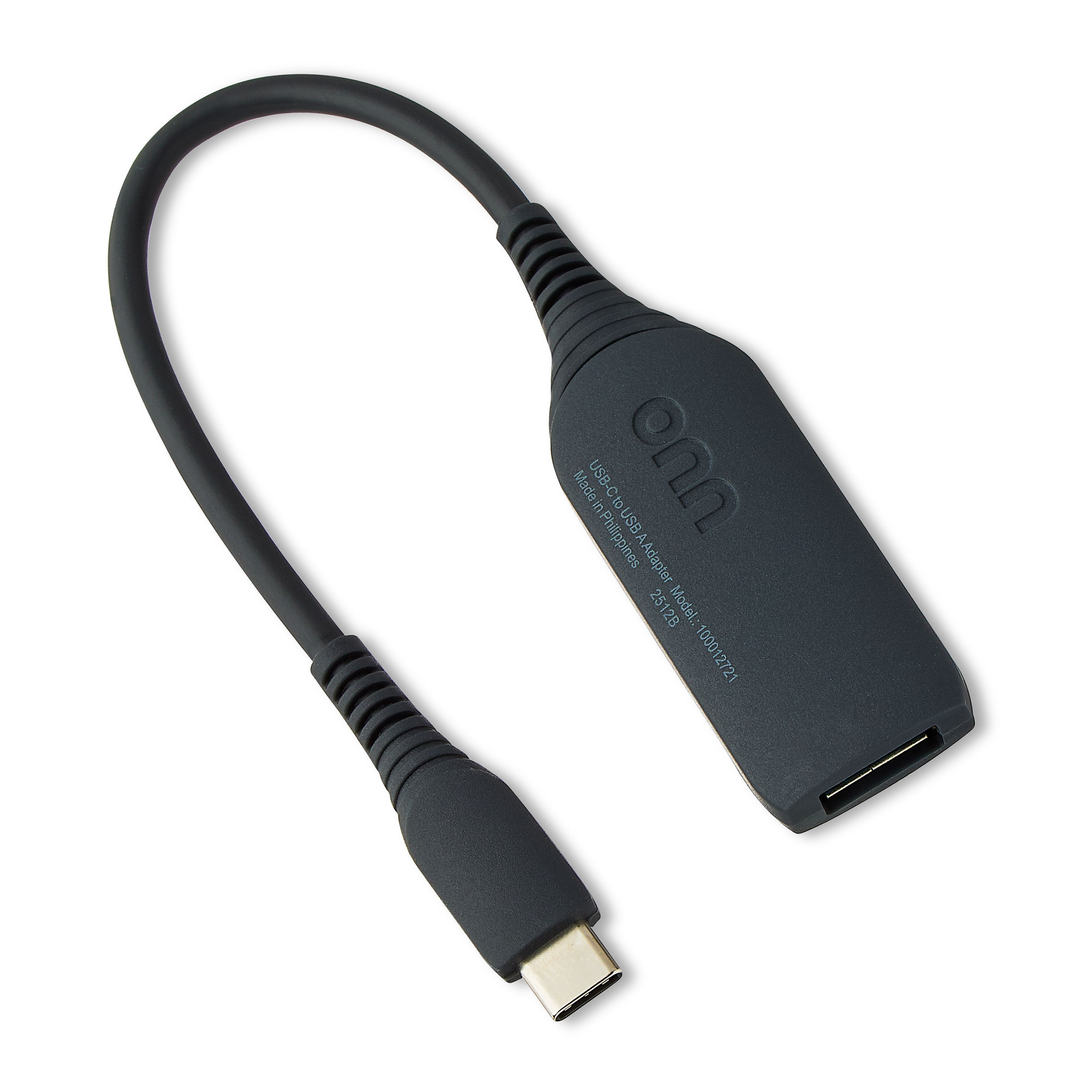 onn USB-C to USB Female Adapter, 4 Inch, Black