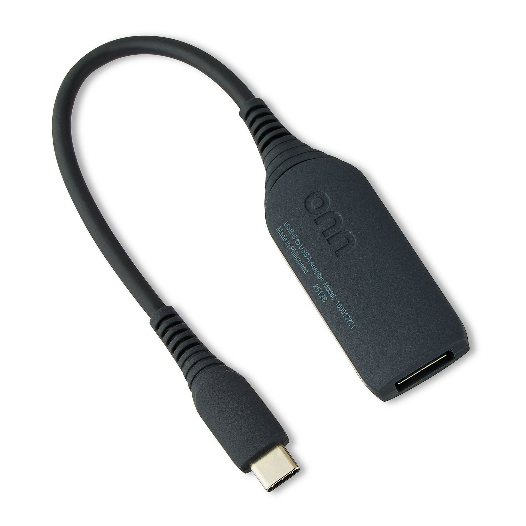 onn USB-C to USB Female Adapter, 4", 1 Piece per Pack, Black