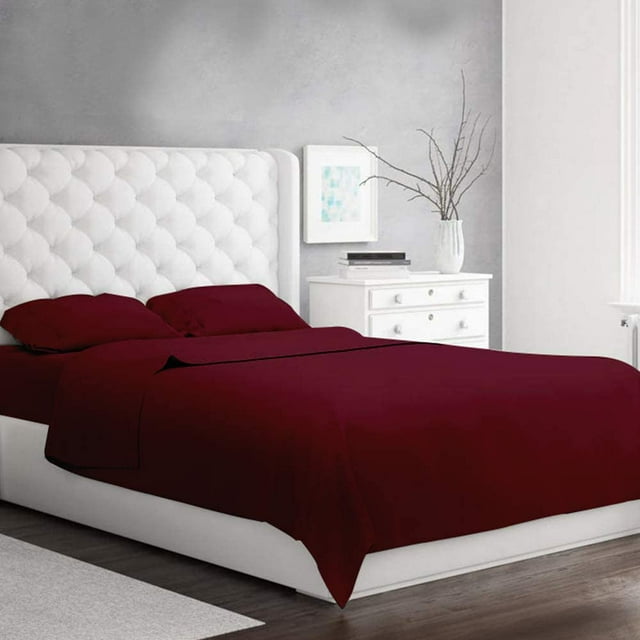 400 Thread Count 4 Piece Sheet Set Deep Pocket 10 Inch 100% Egyptian Cotton Solid Pattern with 2 Side Pockets