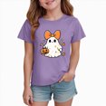 thumbnail image 5 of NOLDARES Kid Toddler Girls Halloween T-Shirts Bow Pumpkin Shirts Spooky Season Outfits Tees Tops(Purple,3-4 Years), 5 of 7