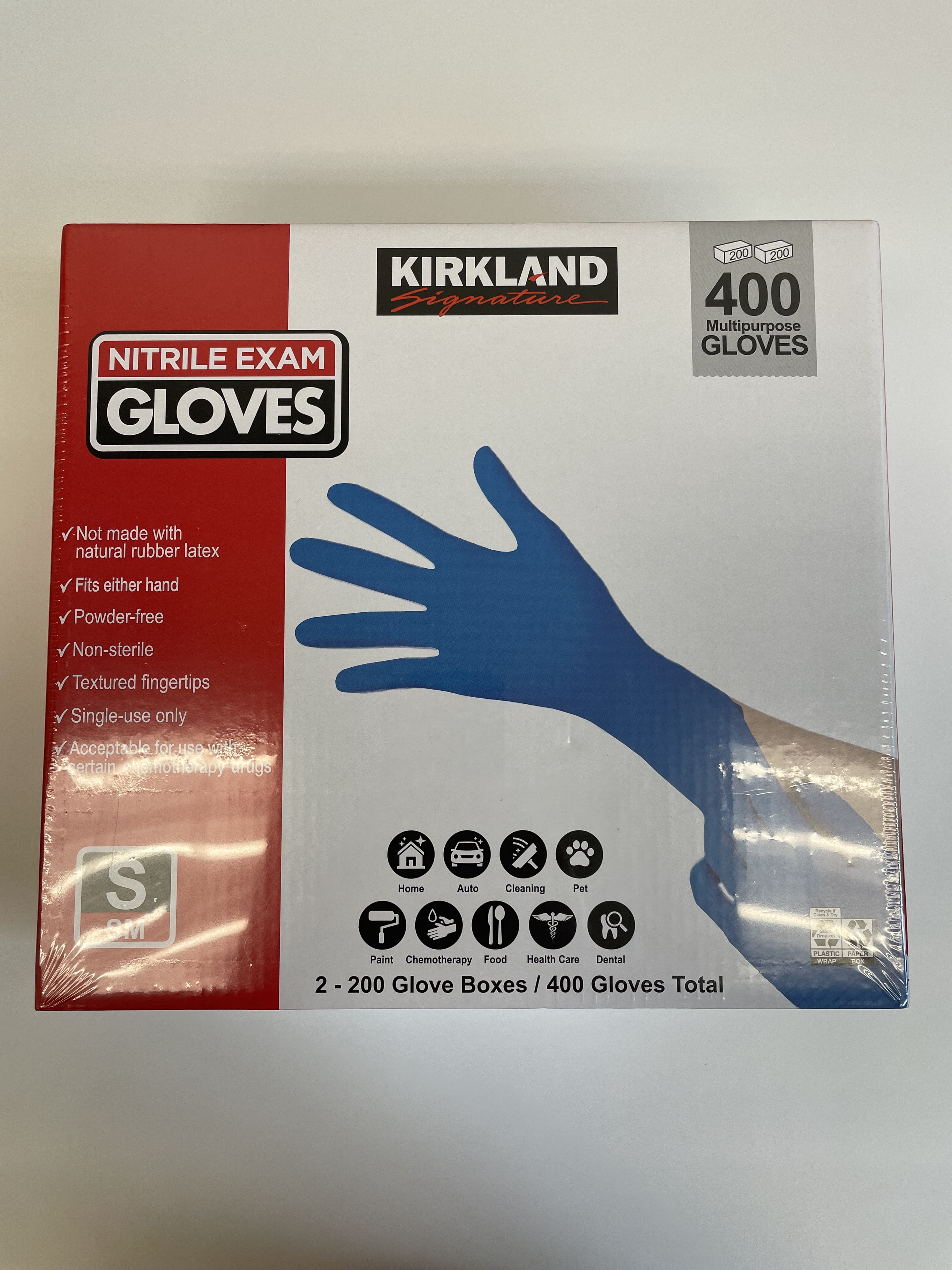 Small Kirkland Signature Latex Free Nitrile Exam Gloves, 400-count