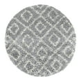 thumbnail image 3 of Unique Loom Trellis Shag Collection Area Rug - Ruth (3' 3" Round Gray/Ivory), 3 of 11