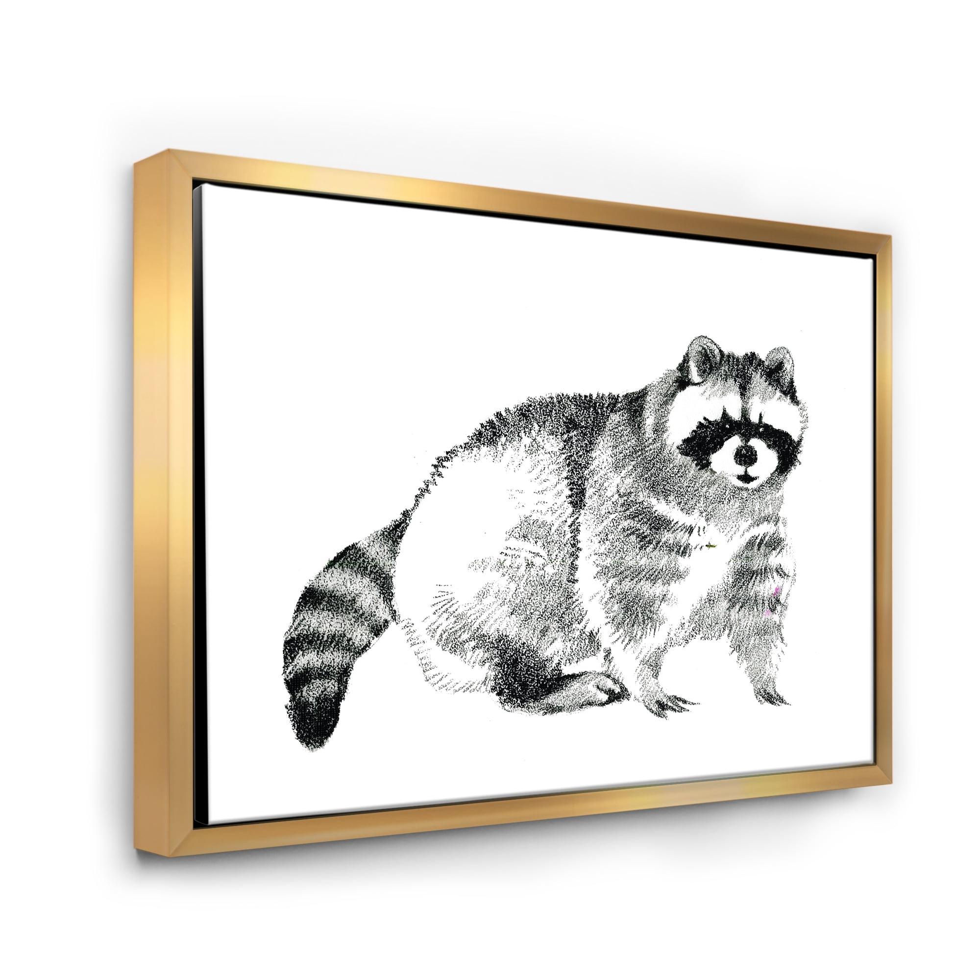 Designart 'Black and White Portrait Of Raccoon' Farmhouse Framed Canvas Wall Art Print