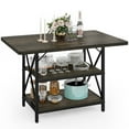 thumbnail image 2 of Uforic 47" Dining Table for 4, Dining Room Table with Storage Shelf, Famhouese Rectangle Kitchen Table for Home Kitchen Dining Room Living Room, Dark Oak, 2 of 9
