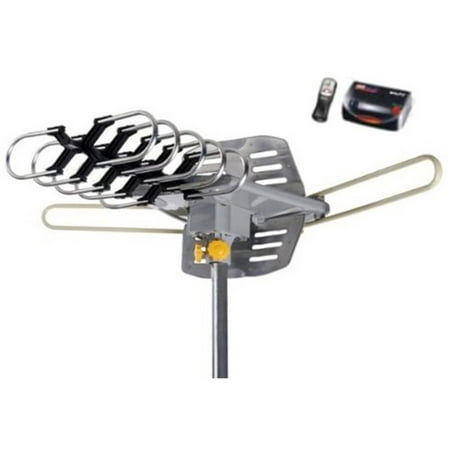 Amplified Outdoor Remote Controlled HDTV Antenna with UHF/VHF/FM Radio, 360-Degree Motorized Rotation, 75'