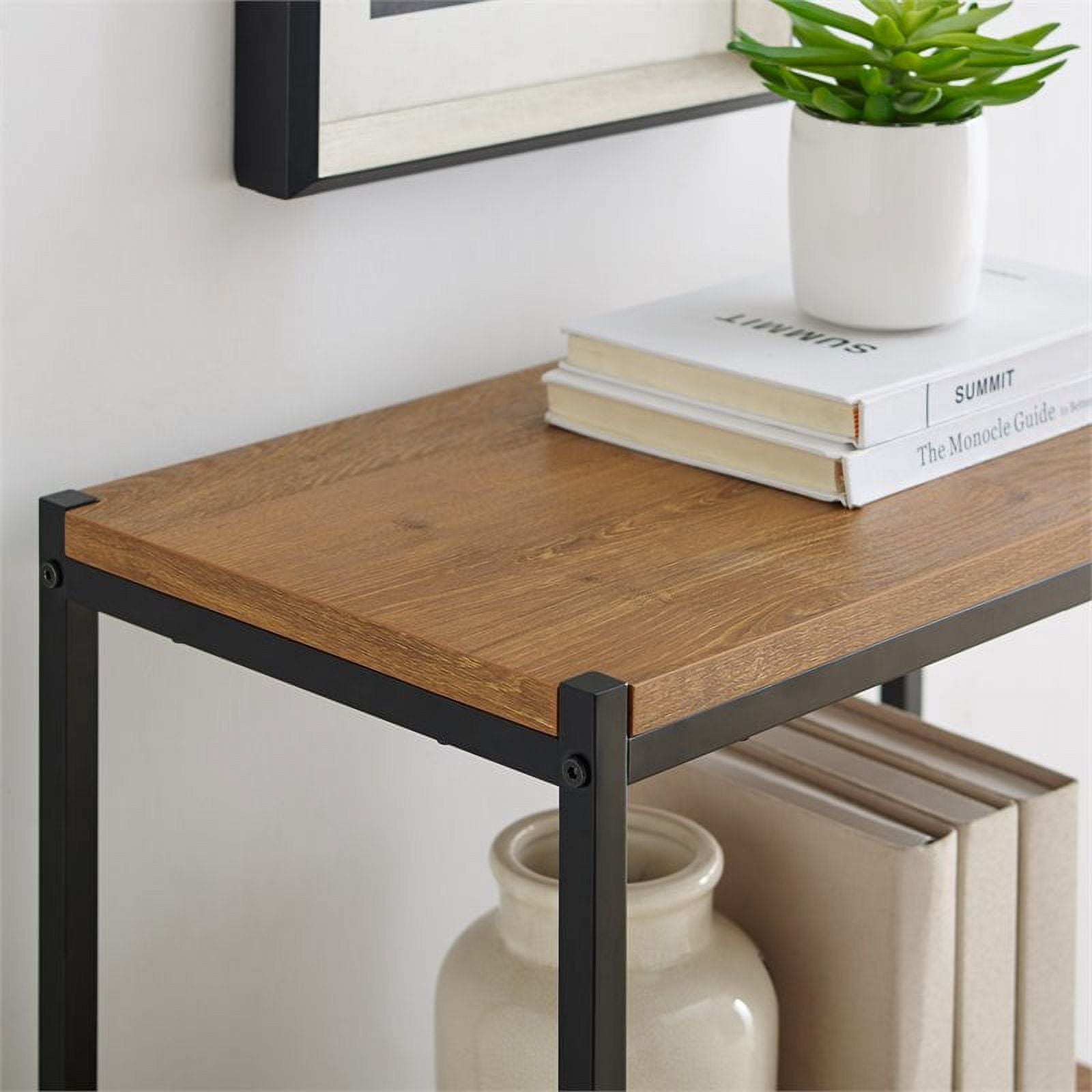 Caffoz 3-Tier Transitional Wood Bookshelf with Open Shelves in Oak Brown