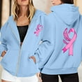 thumbnail image 2 of Womens Zip Up Hoodies Longline Fitted Hoodie Festival Look Women's Zip Up Hoodie Pullover Cancer Awareness Month Long Sleeve Pocket Drawstring Casual Sweatshirt For Everyday Wear, 2 of 6