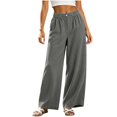 thumbnail image 2 of WULMLEO Womens Baggy Pants Corduroy Wide Leg Elastic Waisted Sweatpants Stretch Y2k Joggers Loose Fit Hiking Palazzo Pant with Pockets Gray L, 2 of 7