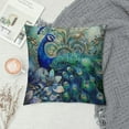 thumbnail image 2 of Nawypu Teal Peacock Throw Pillow Covers Set of  Vintage Watercolor Blue Teal Turquoise Peacock Gifts Microfiber Fabric Decoration Pillowcases Home Sofa Couch Bed Decor Square Pillow Cases, 2 of 5