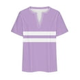 thumbnail image 6 of Lenpel Plus Size Tops for Women Fashion Summer Short Sleeve V Neck Striped Color Block T Shirts Casual Tunic Tees, 6 of 6