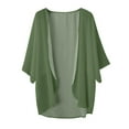 thumbnail image 4 of MNCEKFOD Womens Cardigan Sweaters Solid Elegant Puff Sleeve Chiffon Cardigan Loose Fit Cover Up Casual Blouse Tops Leisure Coats Green XXXXXL, 4 of 4