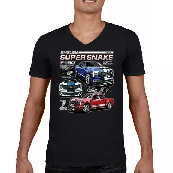 Ford Shelby Super Snake F-150 Men's V-Neck T-shirt Pickup Truck 4x4 Off-Road V8