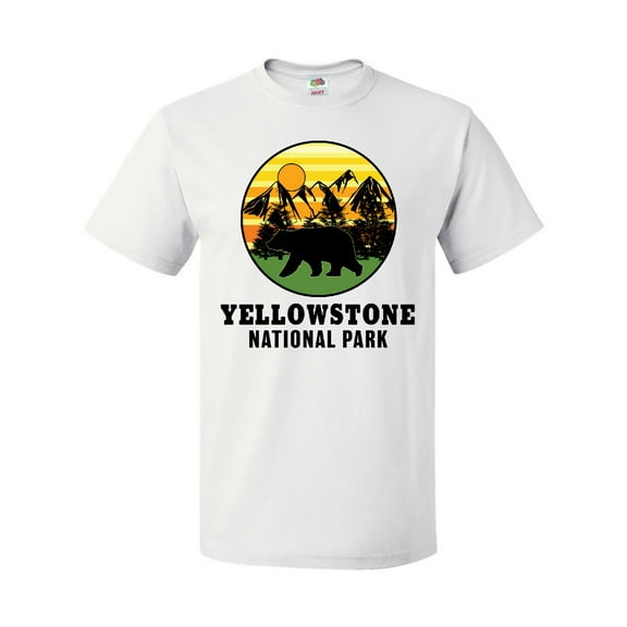 Inktastic Yellowstone National Park with Bear Mountains and Trees Cricle T-Shirt
