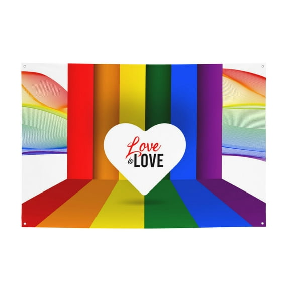 DouZhe Rainbows Love is Love Sign Banner, LGBT Pride Hanging Banners Backdrop Festive Party Decor for Indoor Outdoor, 47 x 71 Inches