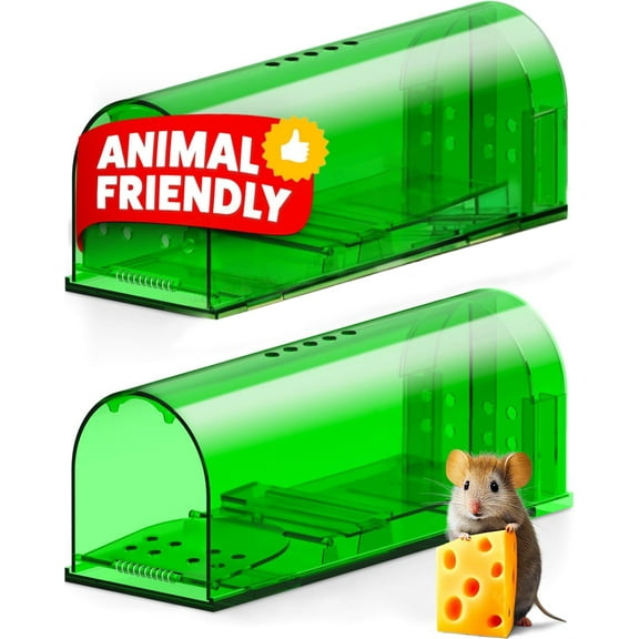 Humane Mouse Traps No Kill Live Catch and Release 2 Pack, Reusable Rat Traps, Easy to Set and Safe for Family and Pets, Catcher That Works for Indoor/Outdoor