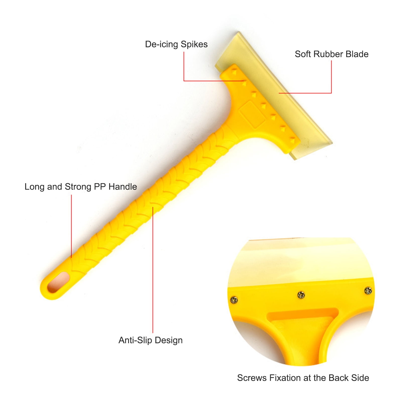 MIXFEER Multipurpose Snow Scraper slip Wide Rubber Blade Long Handle