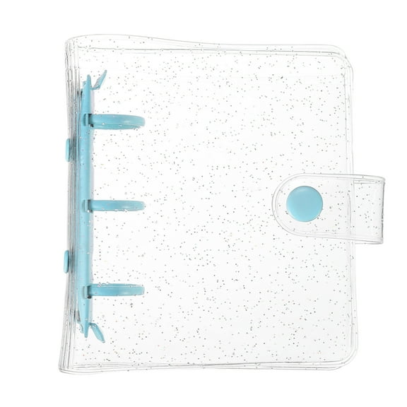 Uxcell Mini Binder Cover, 4.3 Inch Clear Binder Protector 3 Ring Refillable Notebook Binder with Snap Button for Photo Scrapbook Journal Ledger, Blue