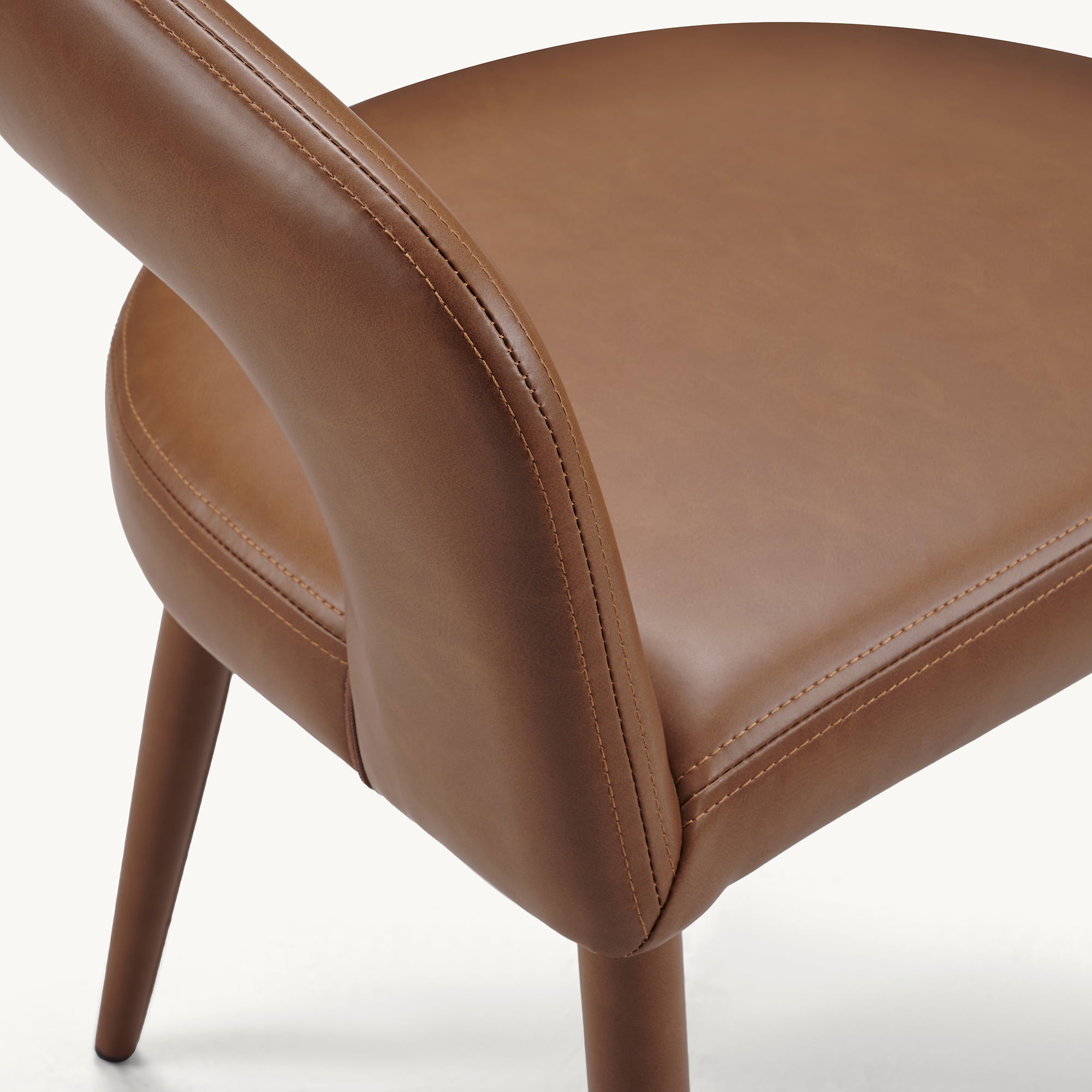 Morden Fort Leather Dining Chairs Set of 2,&nbsp;Easy Clean Barrel Chairs, Modern Upholstered Kitchen Armchair with Metal Frame & Round Back, Orange